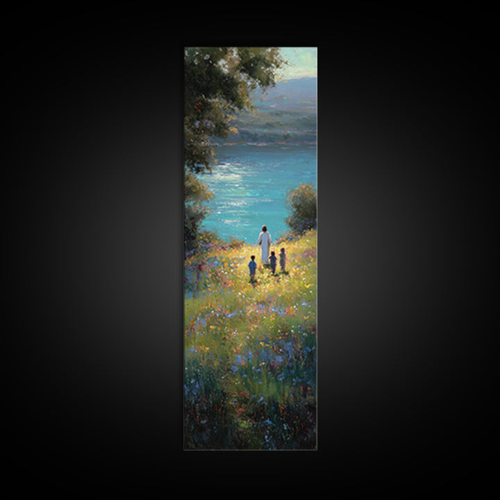 Quiet Shepherd Path – Framed Canvas Print – Tall Narrow Wall Art – Christian Art Print – Jesus Painting – Christian Wall Art – Minimalist C