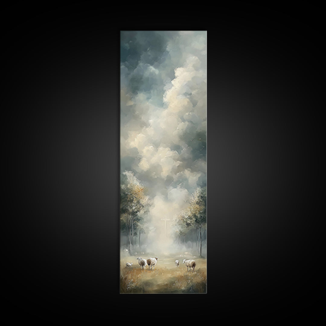 Crosslight Path – Framed Canvas Print – Narrow Art – Christian Art Canvas – Christian Wall Art – Modern Christian Art – Christmas Art – Chr