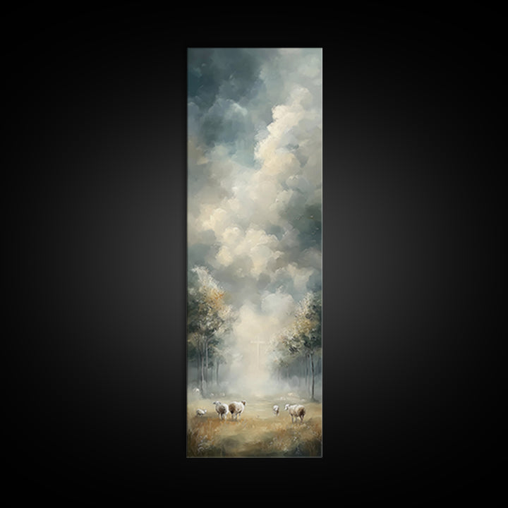 Crosslight Path – Framed Canvas Print – Narrow Art – Christian Art Canvas – Christian Wall Art – Modern Christian Art – Christmas Art – Chr