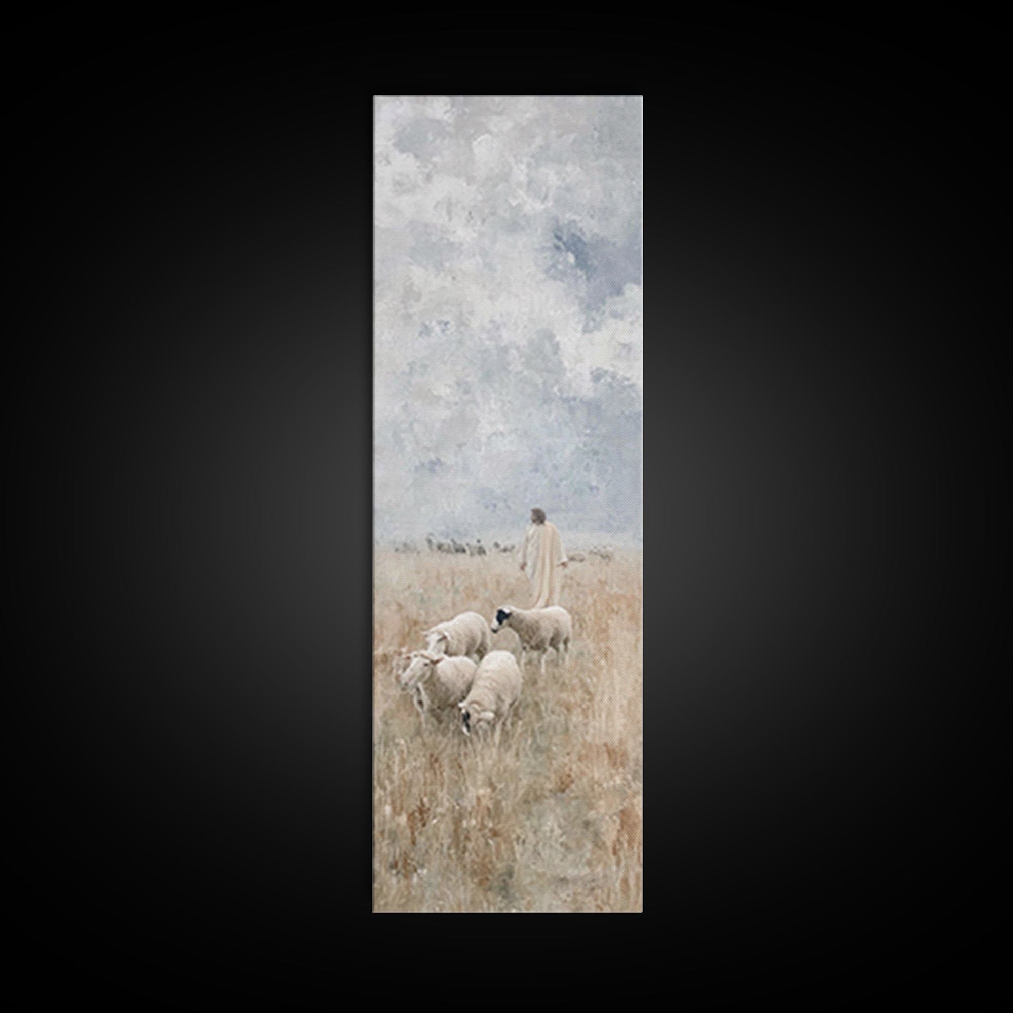 Field Of The Shepherd – Framed Canvas Print – Skinny Art – Christian Art Print – Jesus Painting – Christian Wall Art – Subtle Christian Art