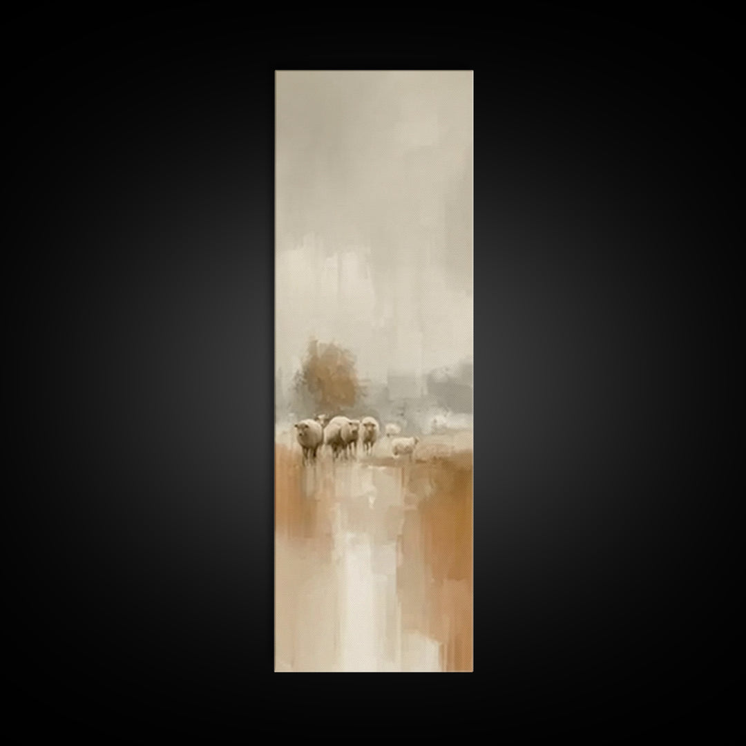 Soft Pasture Peace – Framed Canvas Print – Tall Skinny Art Print – Christian Wall Art – Christian Art Canvas – Moody Christian Art – Jesus