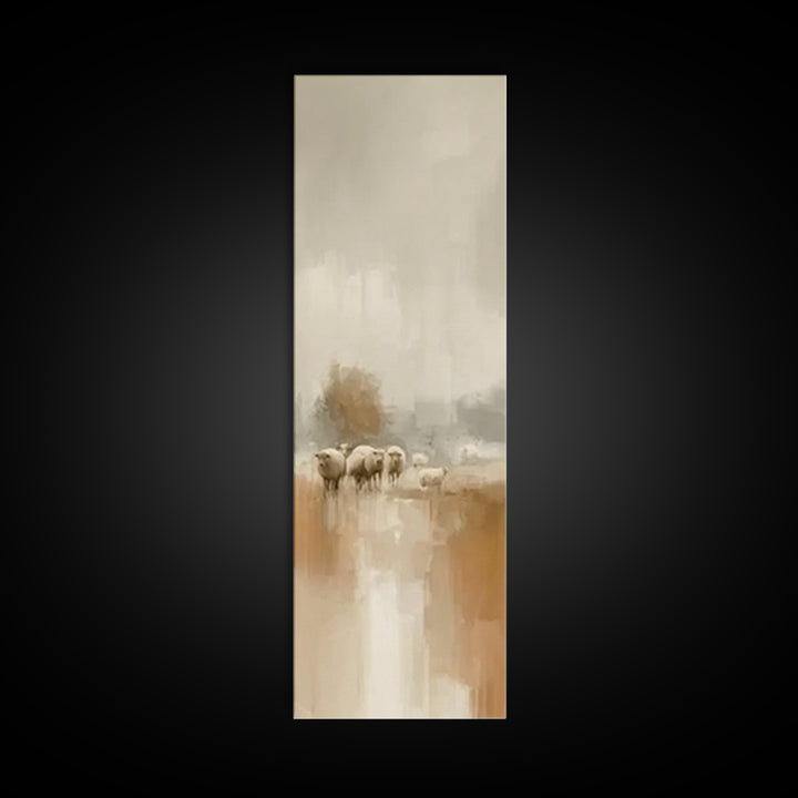 Soft Pasture Peace – Framed Canvas Print – Tall Skinny Art Print – Christian Wall Art – Christian Art Canvas – Moody Christian Art – Jesus