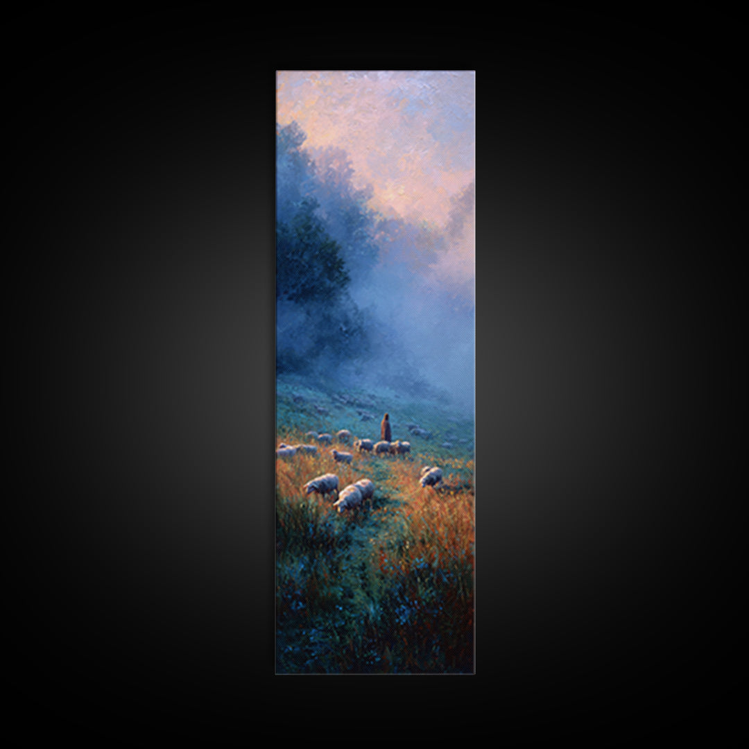 Morning Flock Light – Framed Canvas Print – Skinny Art – Christian Wall Art – Christian Art Canvas – Subtle Christian Art – Jesus Painting