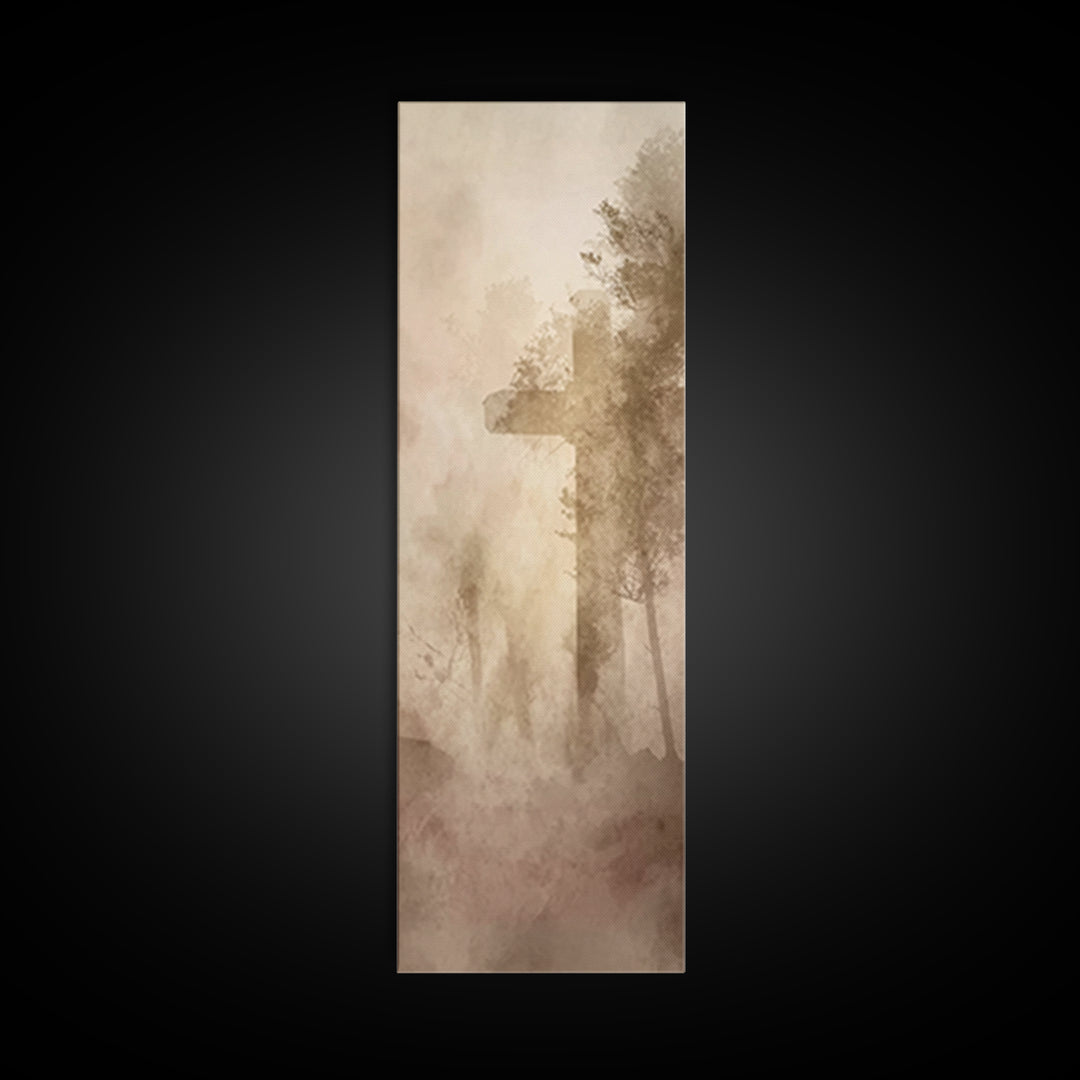 Cross Of Serenity – Framed Canvas Print – Tall Narrow Wall Art – Christian Art Canvas – Christian Wall Art – Moody Christian Art – Christma