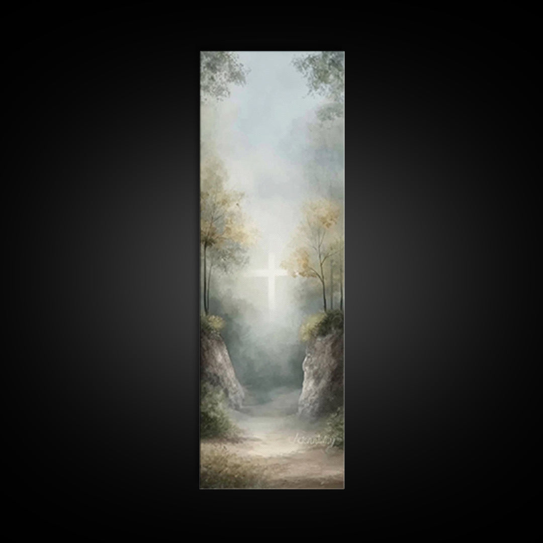 Heavenly Grove Light, Framed Canvas Print, Narrow Art, Christian Wall Art, Christian Art Canvas, Jesus Painting, Christmas Art, Christian C