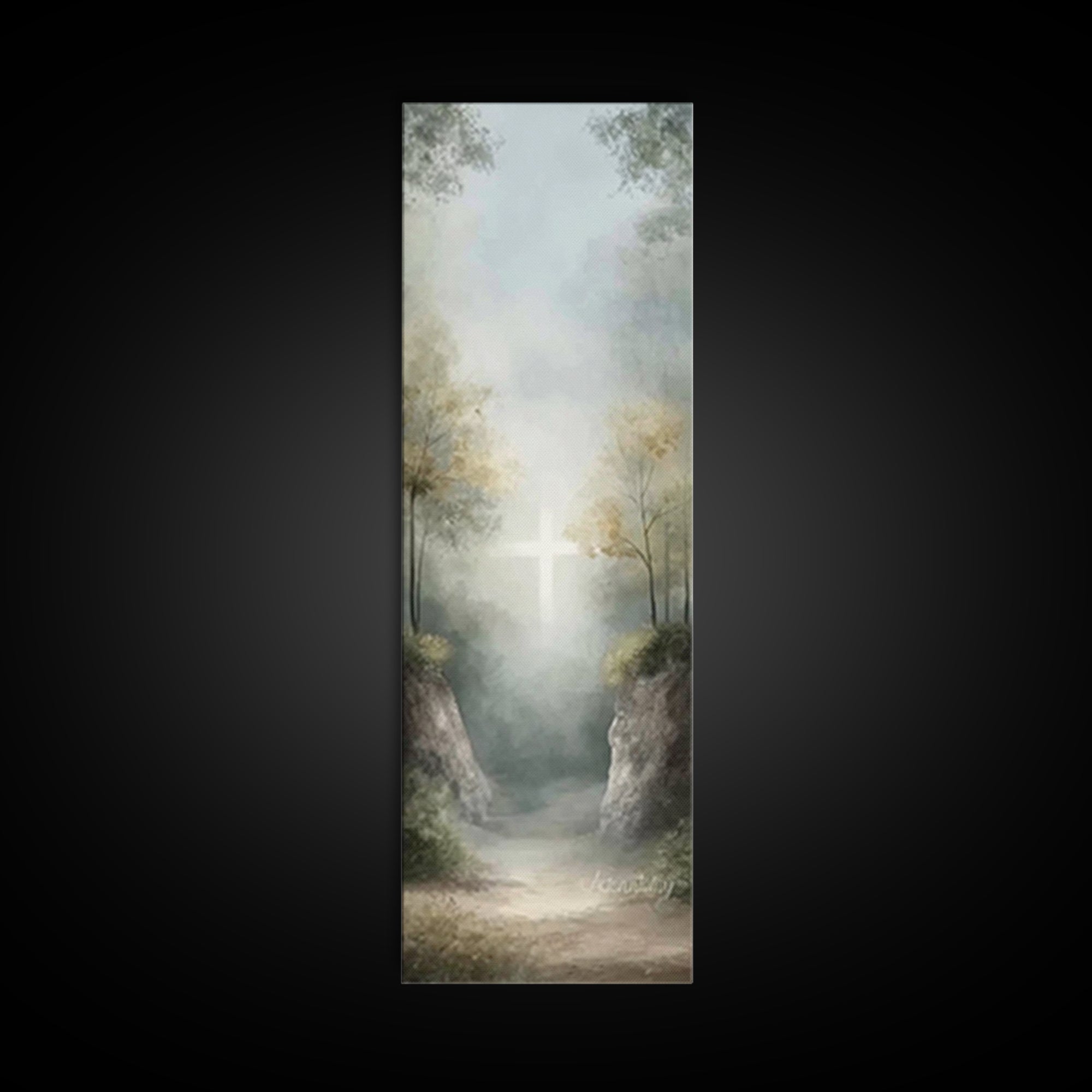 Heavenly Grove Light, Framed Canvas Print, Narrow Art, Christian Wall Art, Christian Art Canvas, Jesus Painting, Christmas Art, Christian C