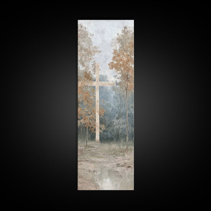 Cross Of Dawn | Framed Canvas Print | Tall Narrow Wall Art | Christian Art | Christian Canvas Art | Jesus Painting | Christmas Art | Christ