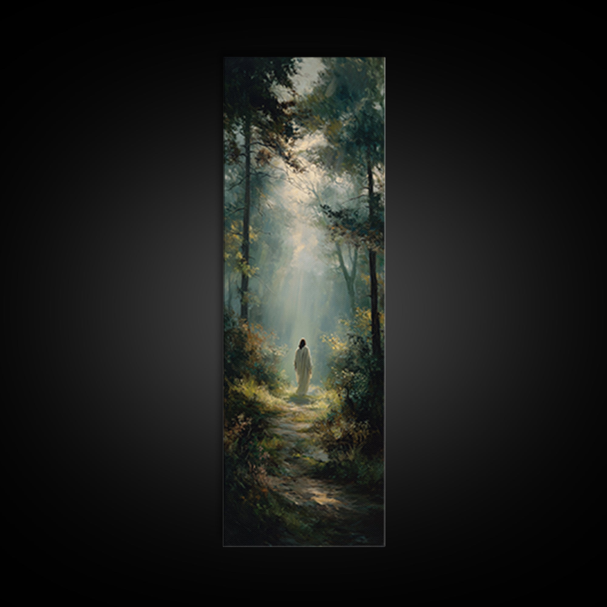 Sacred Journey Glow | Framed Canvas Print | Tall Skinny Art Print | Christian Art | Jesus Painting | Christian Canvas Art | Christmas Art |
