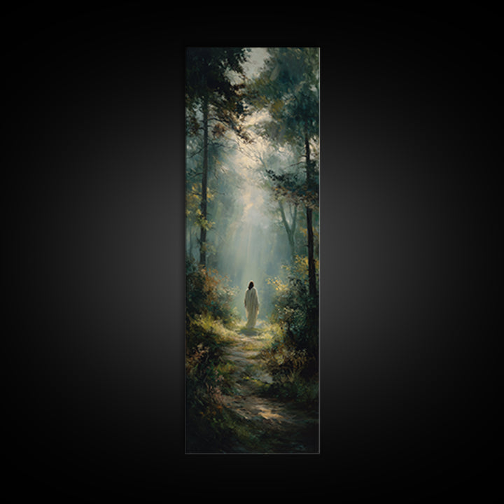 Sacred Journey Glow | Framed Canvas Print | Tall Skinny Art Print | Christian Art | Jesus Painting | Christian Canvas Art | Christmas Art |