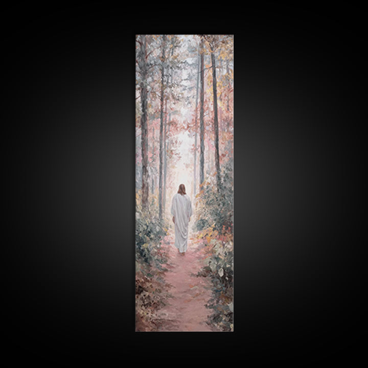 Autumn Mercy Trail – Framed Canvas Print – Narrow Art – Christian Art – Jesus Painting – Christian Canvas Art – Christmas Art – Christian C