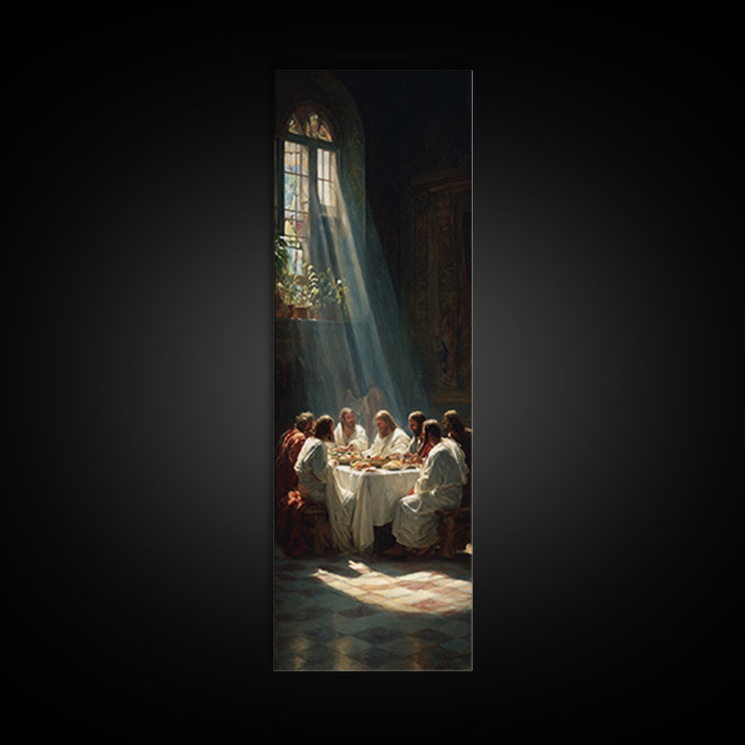 Holy Walk Reflections, Framed Canvas Print, Christian Art Print, Jesus Canvas Art, Narrow Art, Subtle Christian Art, Christian Christmas Ar