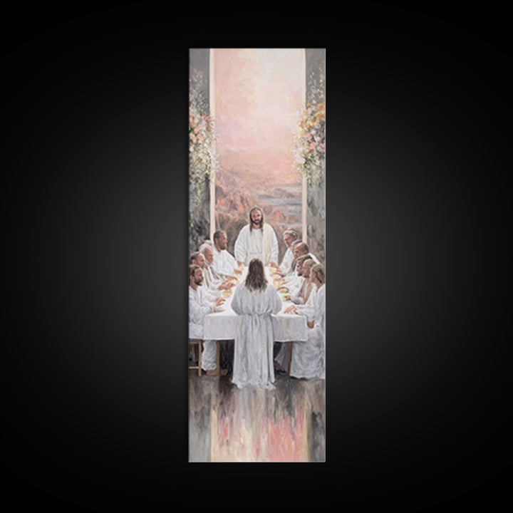 Supper Of Light – Framed Canvas Print – Christian Wall Art – Jesus Painting – Narrow Art – Modern Christian Art – Christian Christmas Art