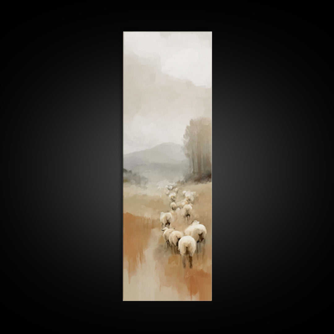 Quiet Pasture Peace – Framed Canvas Print – Christian Wall Art – Christian Art Canvas – Pastoral Christian Art – Minimalist Christian Art –
