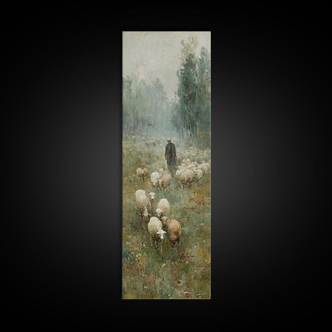 Field Of Shepherds – Framed Canvas Print – Christian Wall Art – Pastoral Christian Art – Christian Art Canvas – Vintage Christian Art – Chr