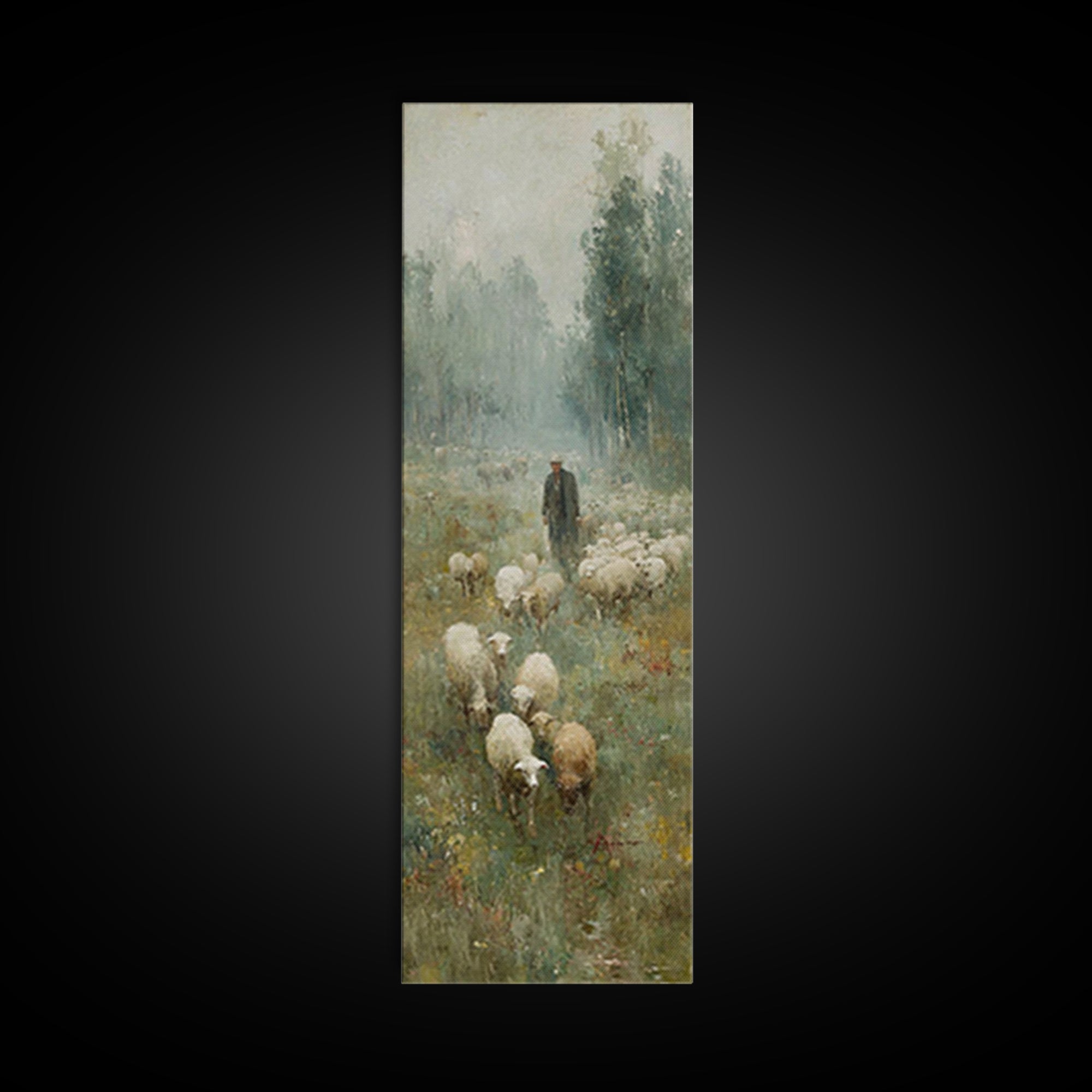 Field Of Shepherds – Framed Canvas Print – Christian Wall Art – Pastoral Christian Art – Christian Art Canvas – Vintage Christian Art – Chr