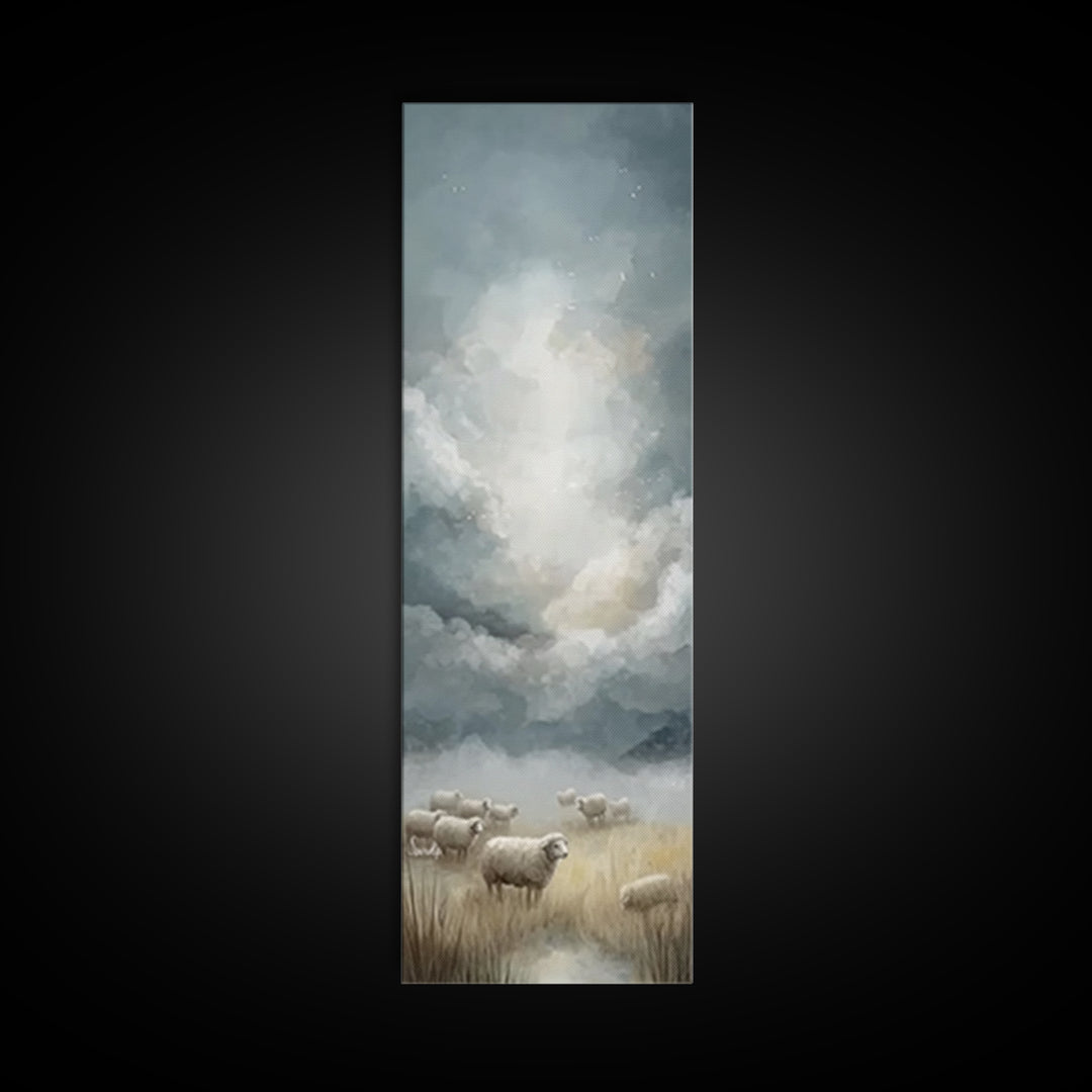 Shepherd’s Quiet Field – Framed Canvas Print – Christian Wall Art – Christian Art Canvas – Pastoral Christian Art – Vintage Christian Art –