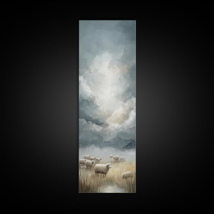 Shepherd’s Quiet Field – Framed Canvas Print – Christian Wall Art – Christian Art Canvas – Pastoral Christian Art – Vintage Christian Art –