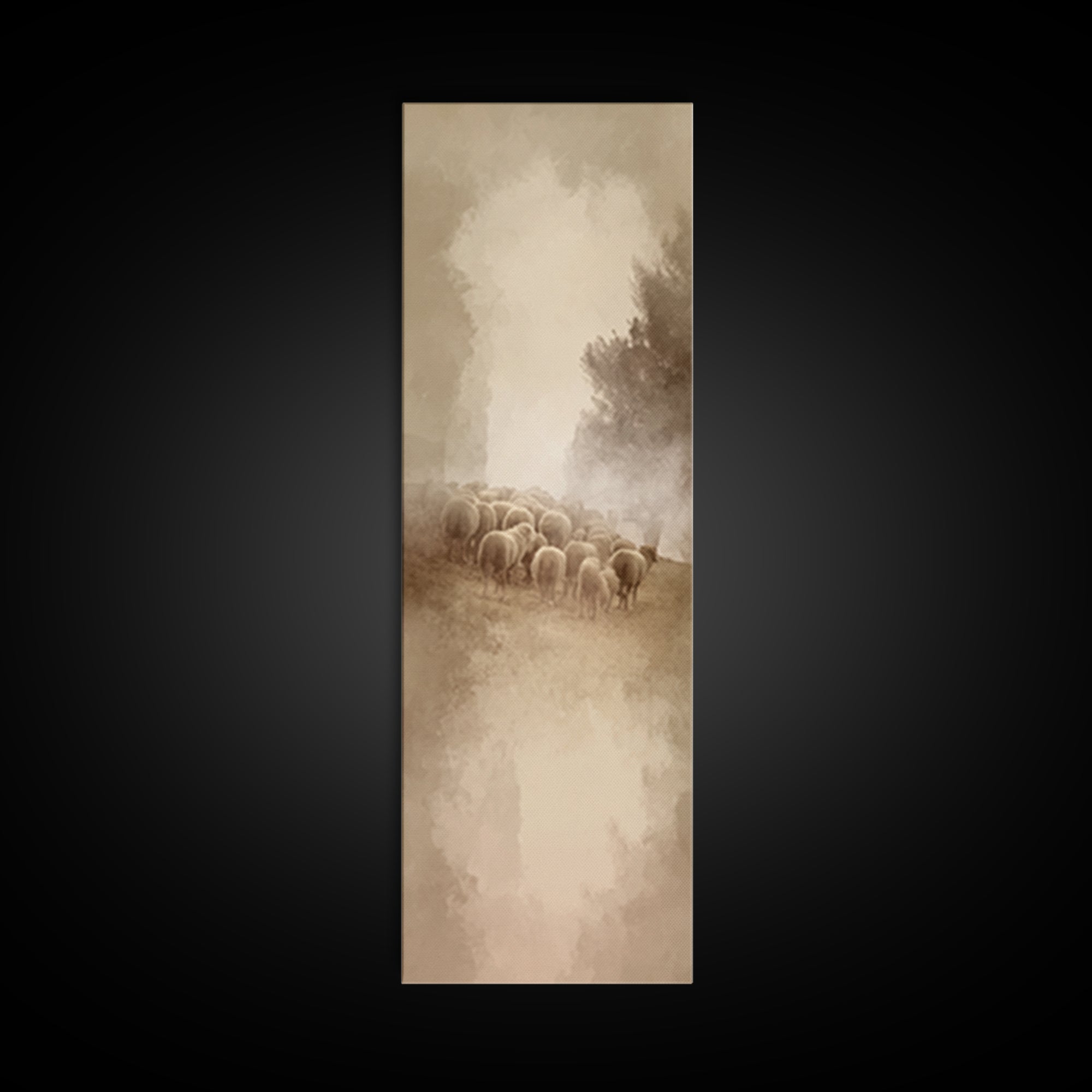 Shepherds In Light – Framed Canvas Print – Tall Narrow Wall Art – Christian Wall Art – Christian Art Canvas – Christmas Art – Pastoral Scen