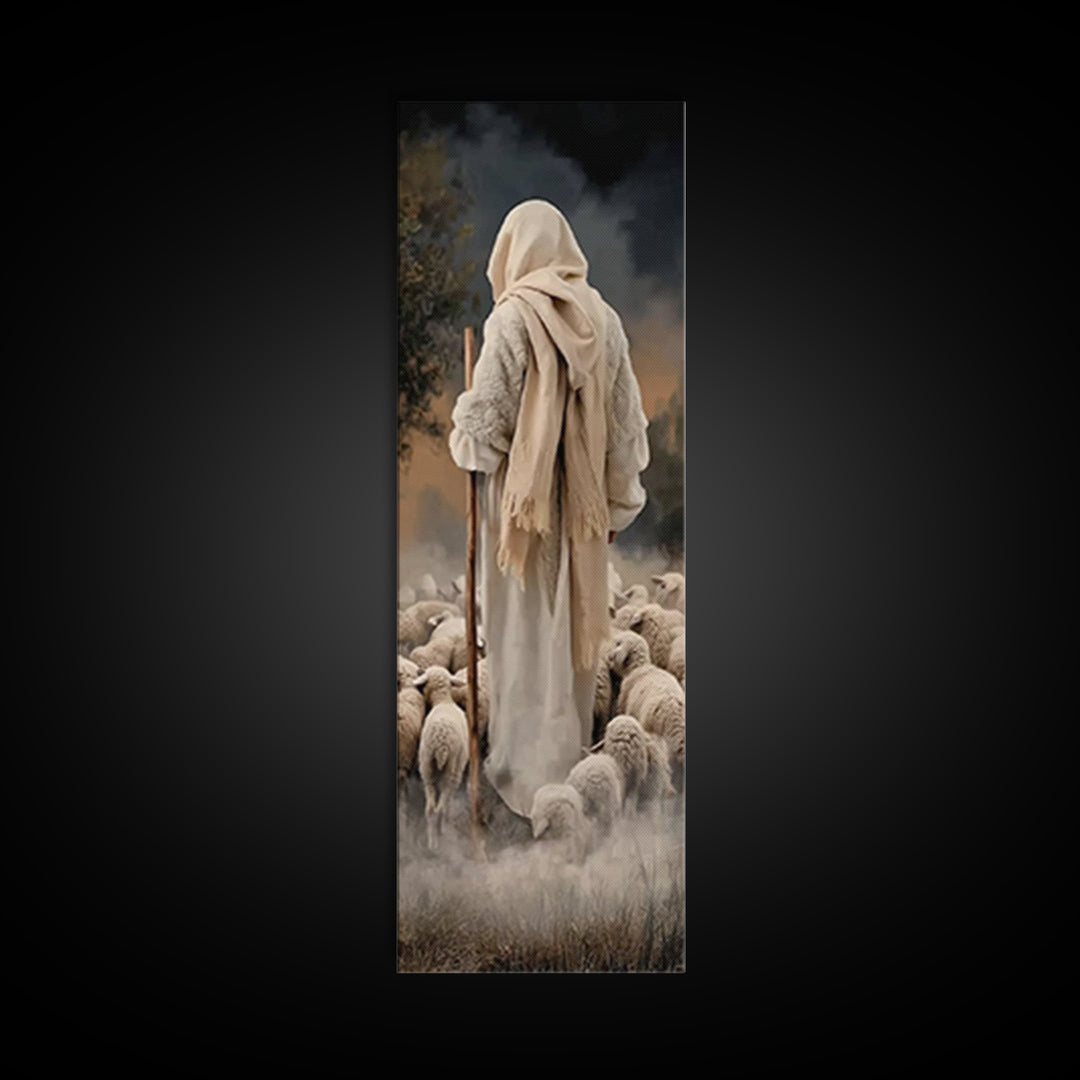 Guiding Shepherd Path – Framed Canvas Print – Narrow Art – Christian Art Canvas – Jesus Painting – Christian Wall Art – Christmas Art
