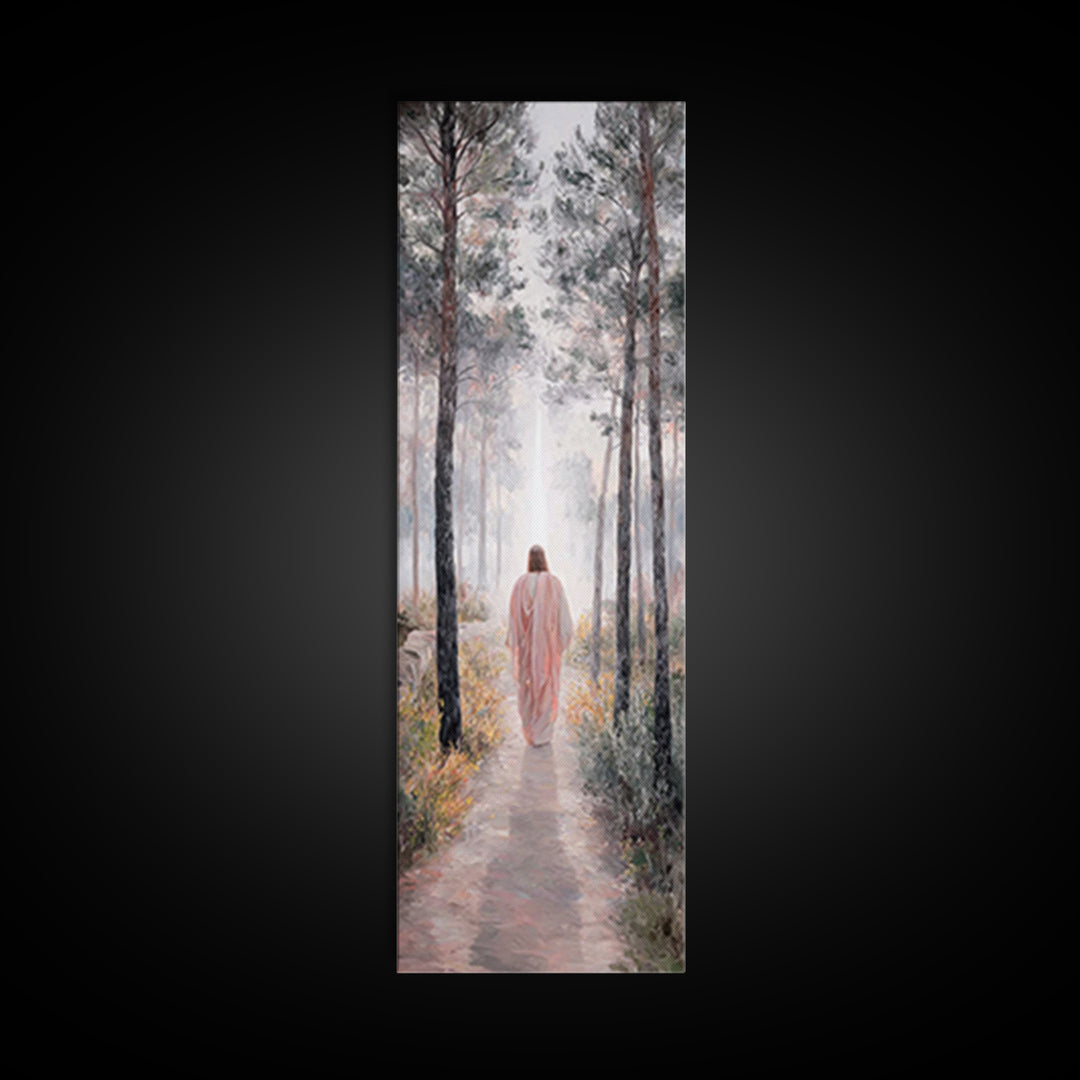 Walk Into Light – Framed Canvas Print – Tall Narrow Wall Art – Christian Wall Art – Moody Christian Art – Christian Art Canvas – Christmas