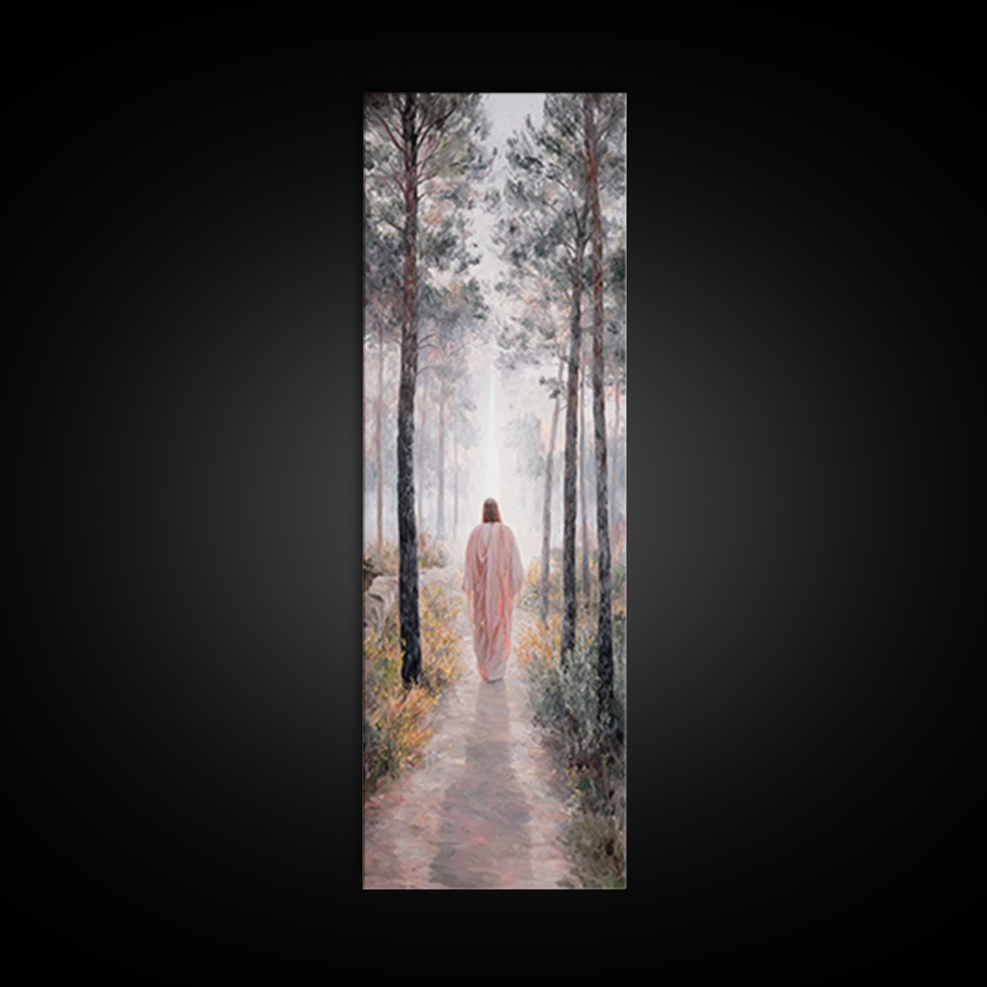 Walk Into Light – Framed Canvas Print – Tall Narrow Wall Art – Christian Wall Art – Moody Christian Art – Christian Art Canvas – Christmas