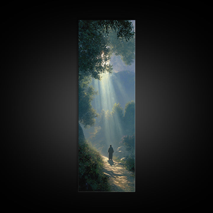 Sacred Woodland Path – Framed Canvas Print – Narrow Art – Christian Art Canvas – Christian Wall Art – Moody Christian Art – Christmas Art