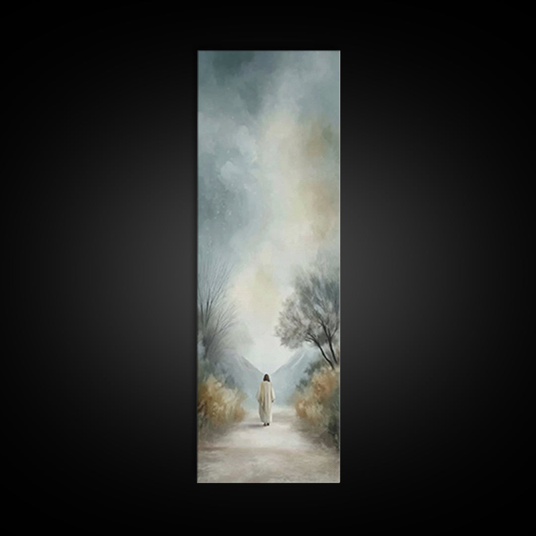 Path Of Peace – Framed Canvas Print – Tall Narrow Wall Art – Christian Wall Art – Jesus Painting – Christian Art Canvas – Christmas Art