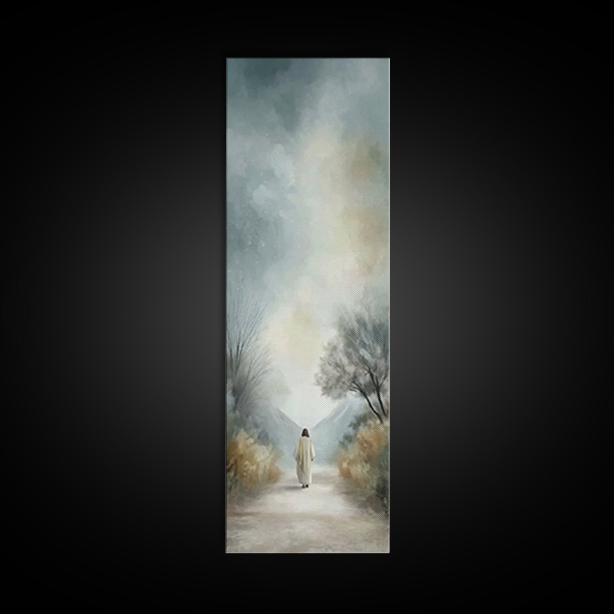 Path Of Peace – Framed Canvas Print – Tall Narrow Wall Art – Christian Wall Art – Jesus Painting – Christian Art Canvas – Christmas Art