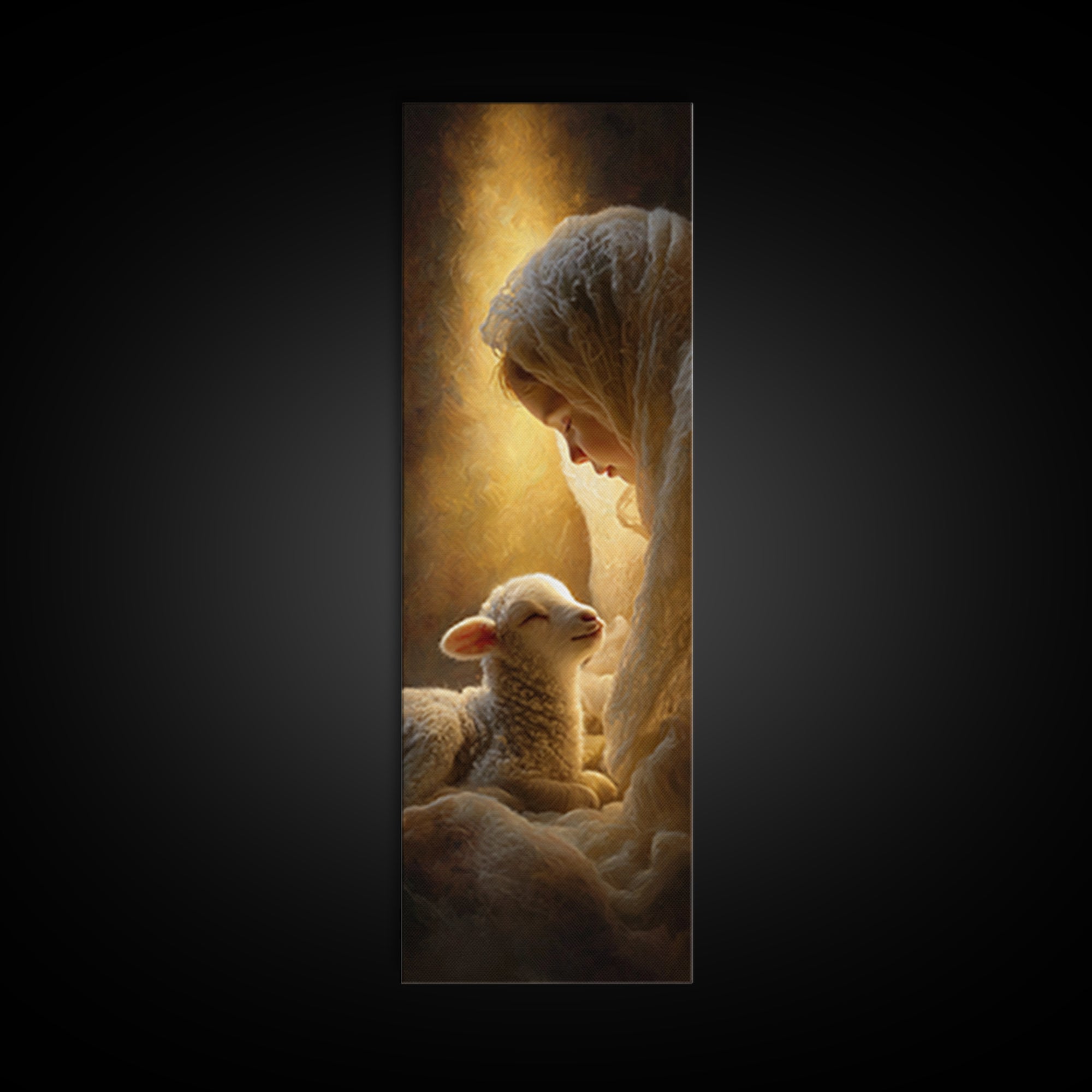 Radiant Mercy | Framed Canvas Print | Skinny Art | Christian Wall Art | Christian Christmas Art | Jesus Painting | Christian Art Gift