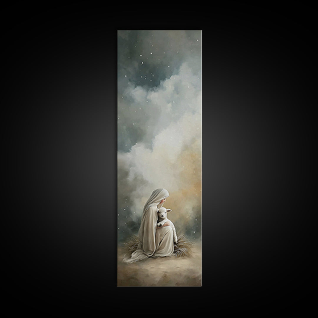 Starry Nativity – Framed Canvas Print – Skinny Art – Christian Wall Art – Christmas Art – Christian Art Canvas – Jesus Christmas Art