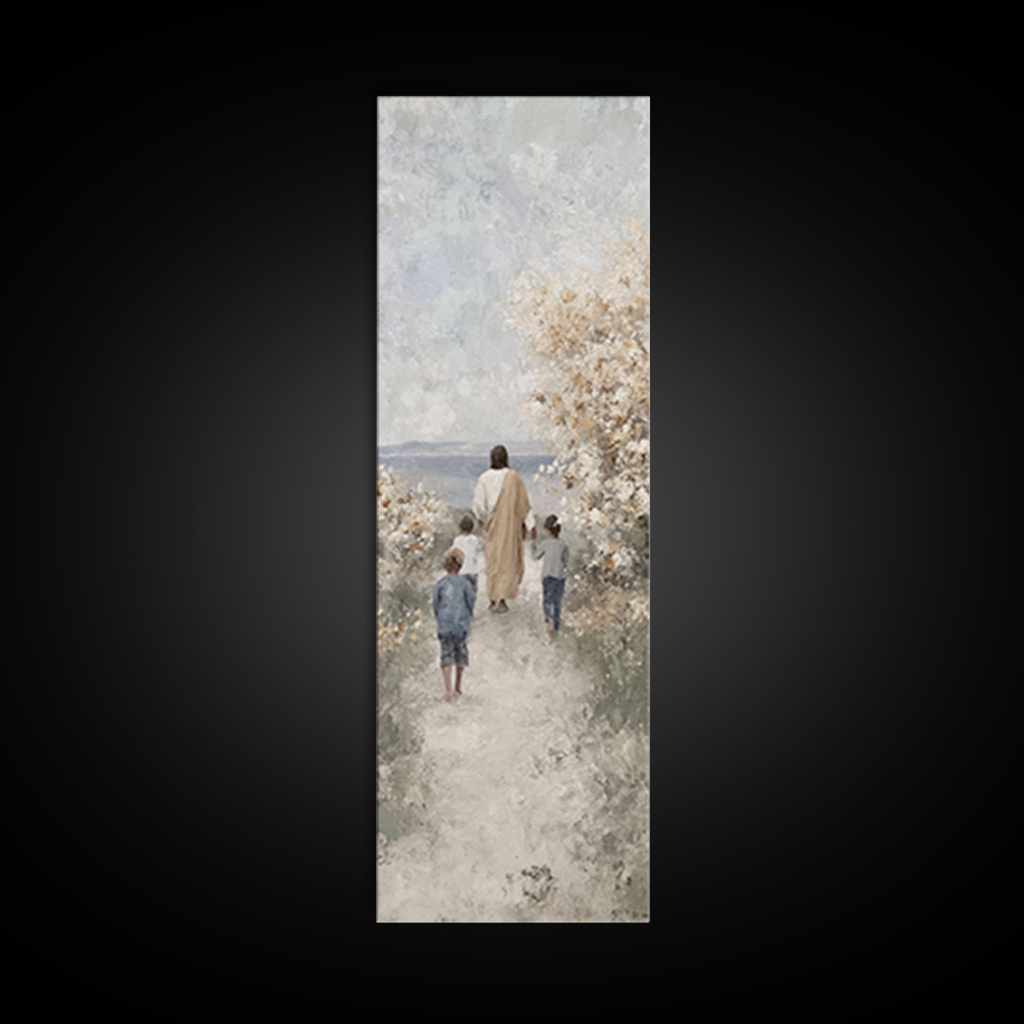 Spring Path Blessing – Framed Canvas Print – Tall Narrow Wall Art – Christian Wall Art – Jesus Painting – Christian Art Canvas – Christian