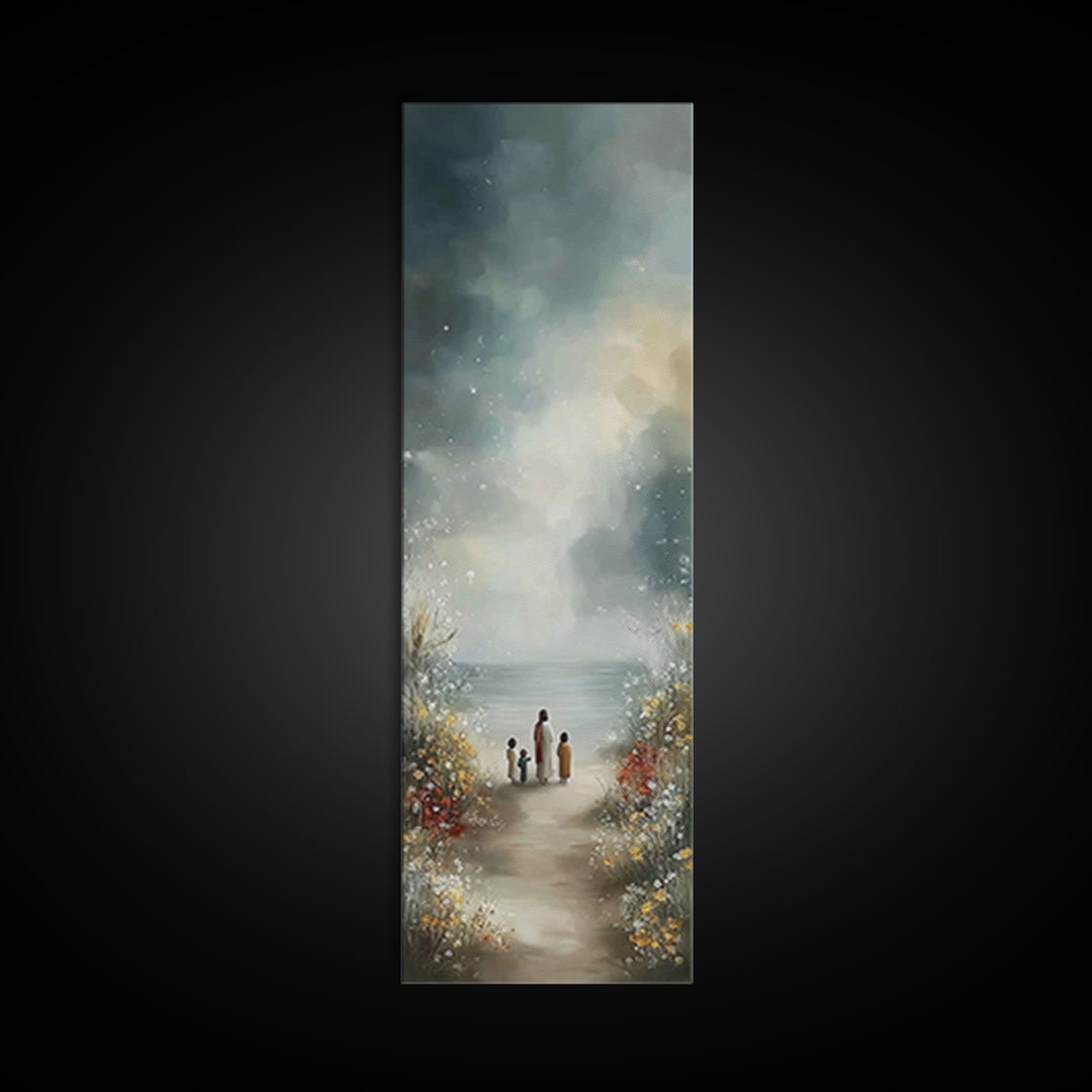 Blooming Path Hope, Framed Canvas Print, Skinny Art, Christian Art Canvas, Jesus Painting, Christian Wall Art, Christian Gift