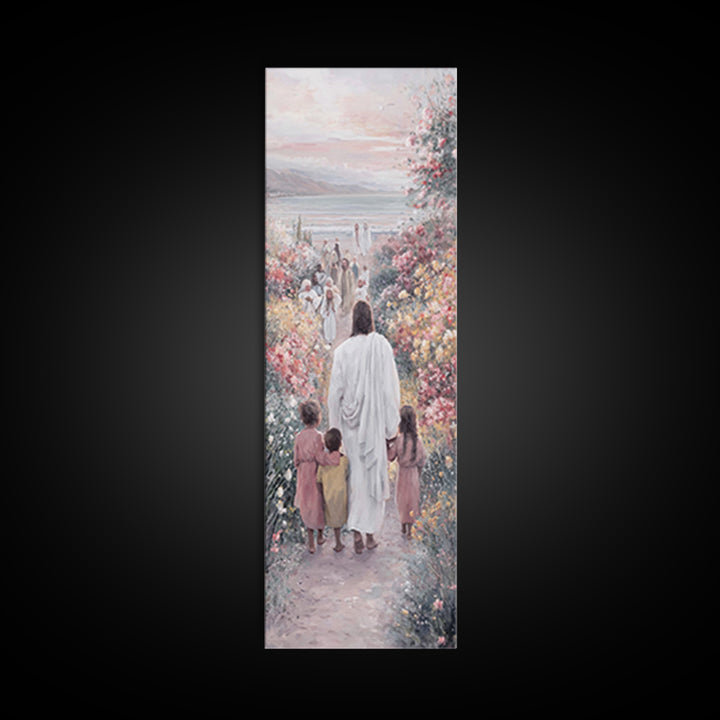 Quiet Shore Blessing – Framed Canvas Print – Tall Skinny Art Print – Christian Wall Art – Jesus Painting – Christian Art Canvas – Christian