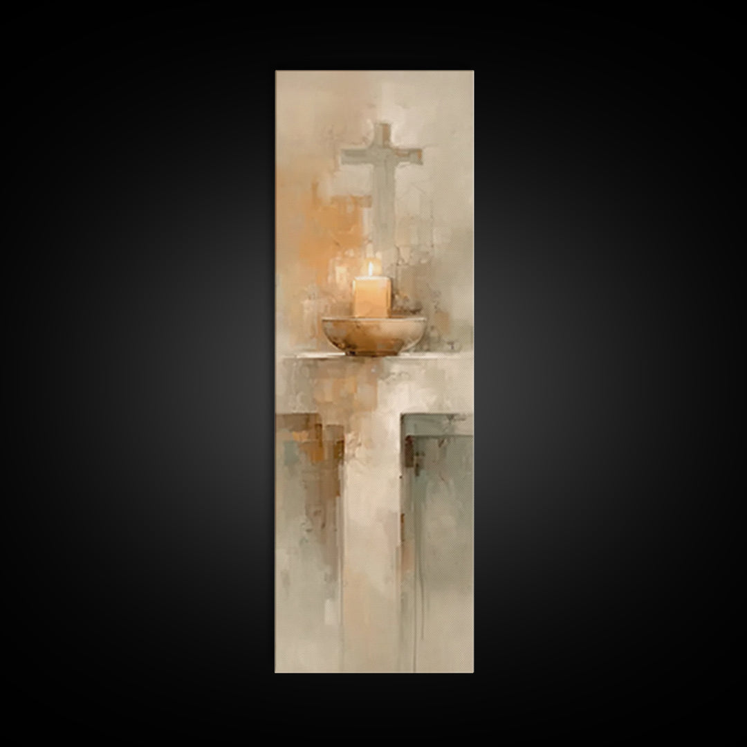 Candlelit Savior Hope – Framed Canvas Print – Christian Wall Art – Tall Narrow Wall Art – Christian Art – Christmas Art – Christian Art Can