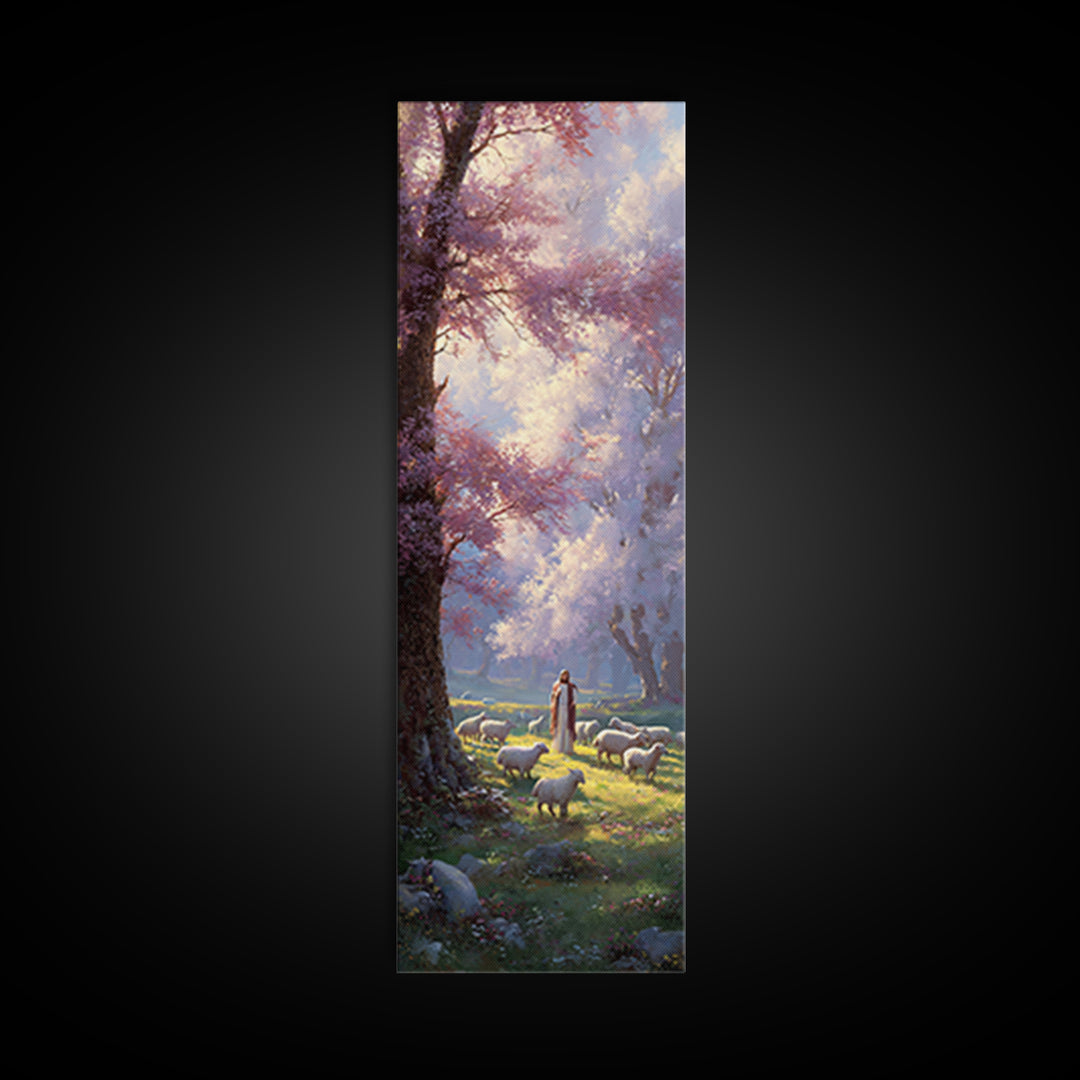 Shepherds Of Light – Framed Canvas Print – Christian Wall Art – Christian Art Canvas – Tall Skinny Art Print – Jesus Painting – Christian C