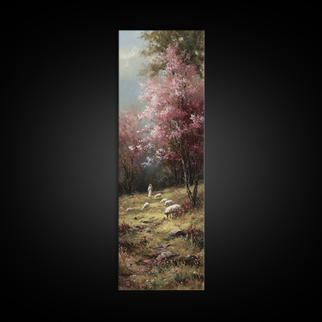Fields Of Blessing – Framed Canvas Print – Christian Wall Art – Narrow Art – Christian Art Canvas – Jesus Painting – Christmas Art