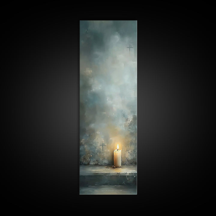 Candle Of Mercy – Framed Canvas Print – Christian Wall Art – Narrow Art – Christian Art Canvas – Christian Christmas Art – Christian Decor