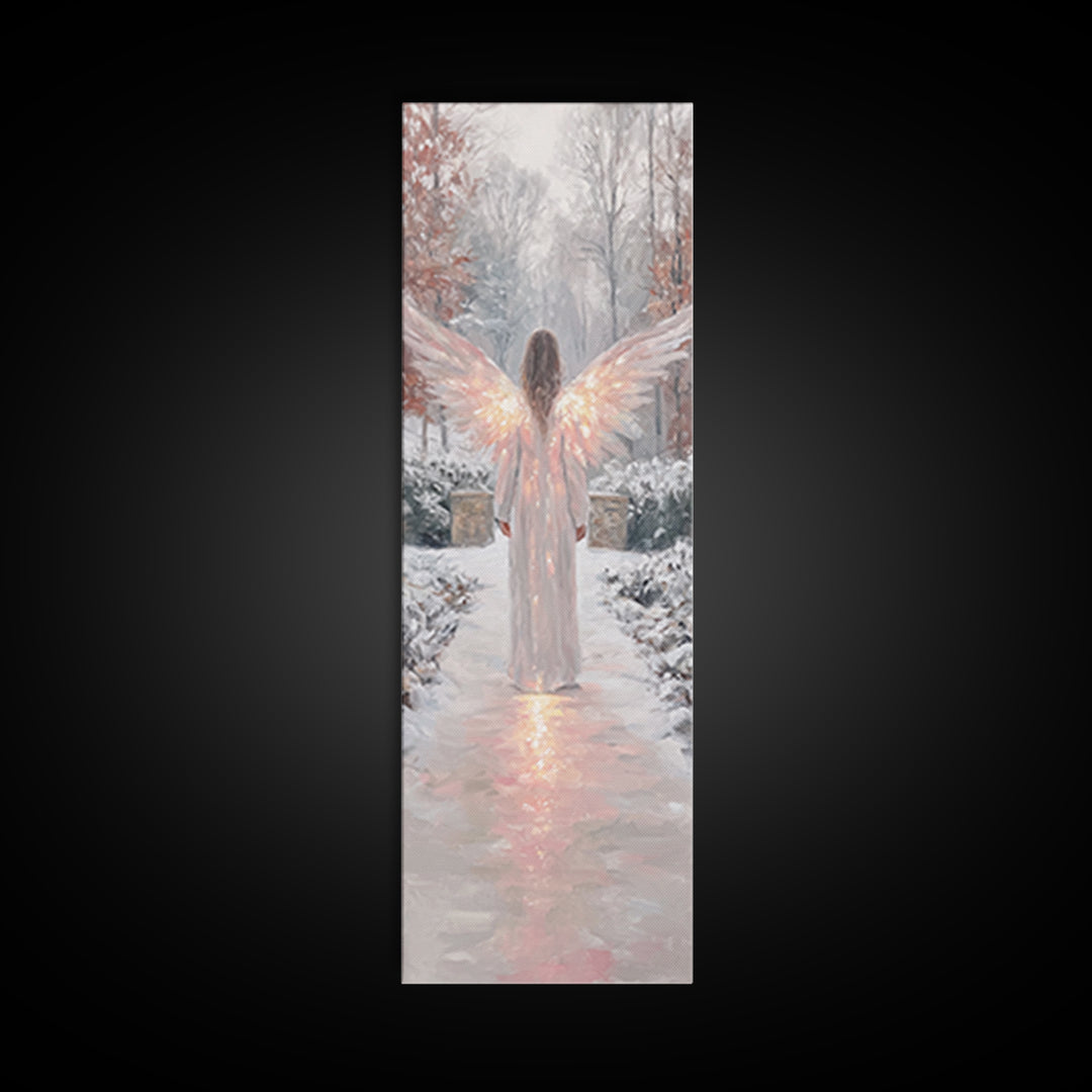 Wings Of Dawn | Framed Canvas Print | Christian Art Canvas | Christian Wall Art | Christmas Art | Narrow Art | Christian Christmas