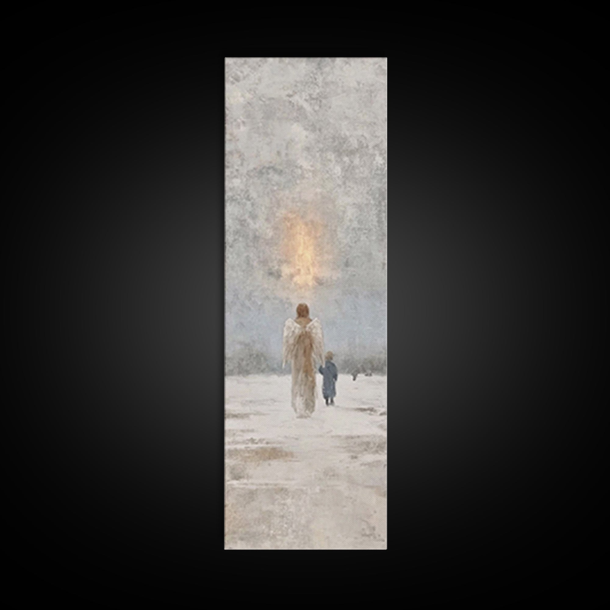 Guardian Of Light – Framed Canvas Print – Christian Art Canvas – Christian Wall Art – Narrow Art – Christmas Art – Christian Christmas