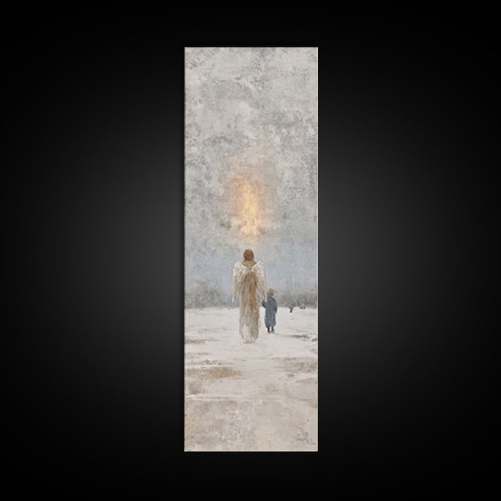 Guardian Of Light – Framed Canvas Print – Christian Art Canvas – Christian Wall Art – Narrow Art – Christmas Art – Christian Christmas