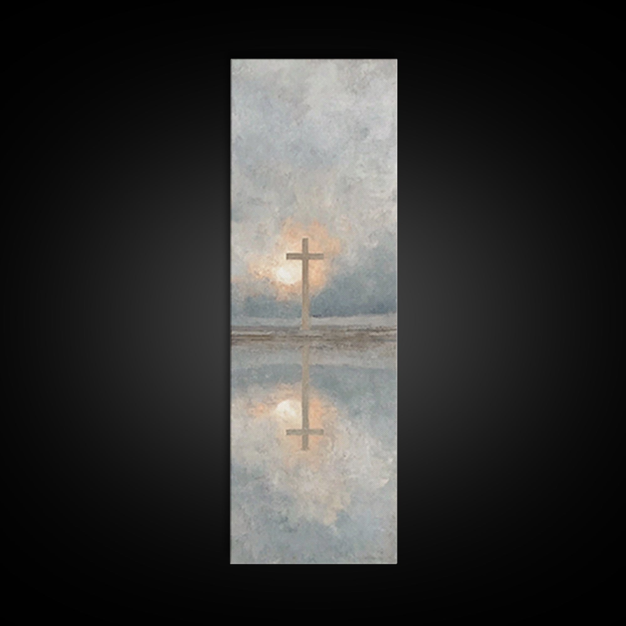 Cross Of Morning | Framed Canvas Print | Christian Wall Art | Christian Art Canvas | Tall Skinny Art Print | Christian Art | Christmas Art