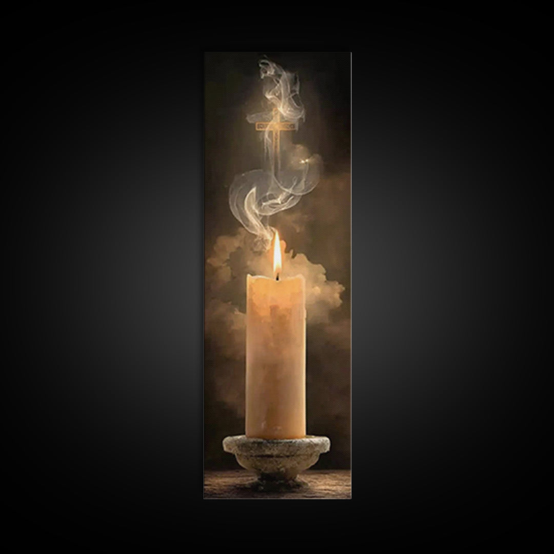 Holy Ember Glow – Framed Canvas Print – Christian Art Canvas – Tall Skinny Art Print – Christian Wall Art – Christian Christmas Decor – Chr