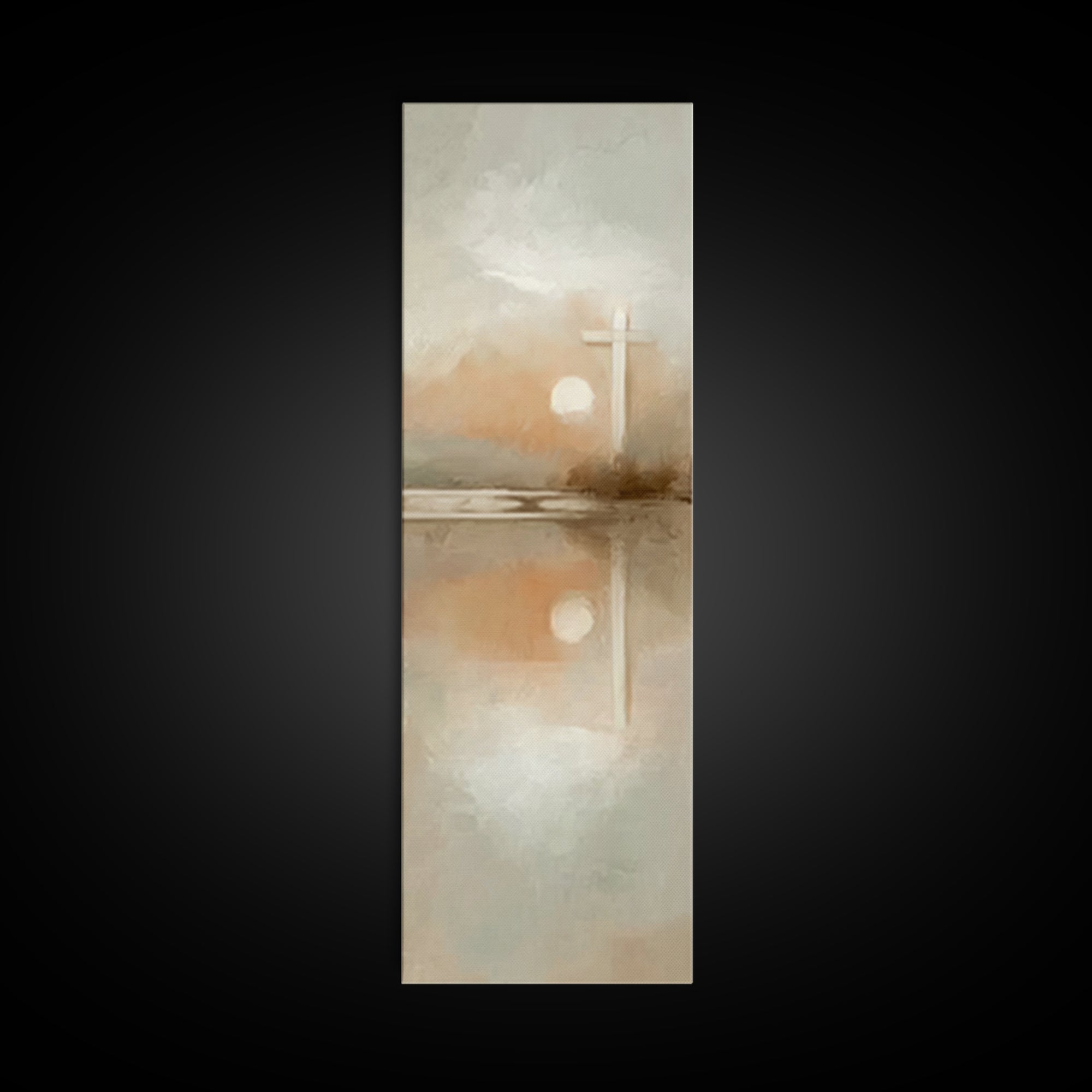 Radiant Morning Cross – Framed Canvas Print – Christian Art Canvas – Tall Skinny Art Print – Christmas Wall Art – Christian Painting – Chri