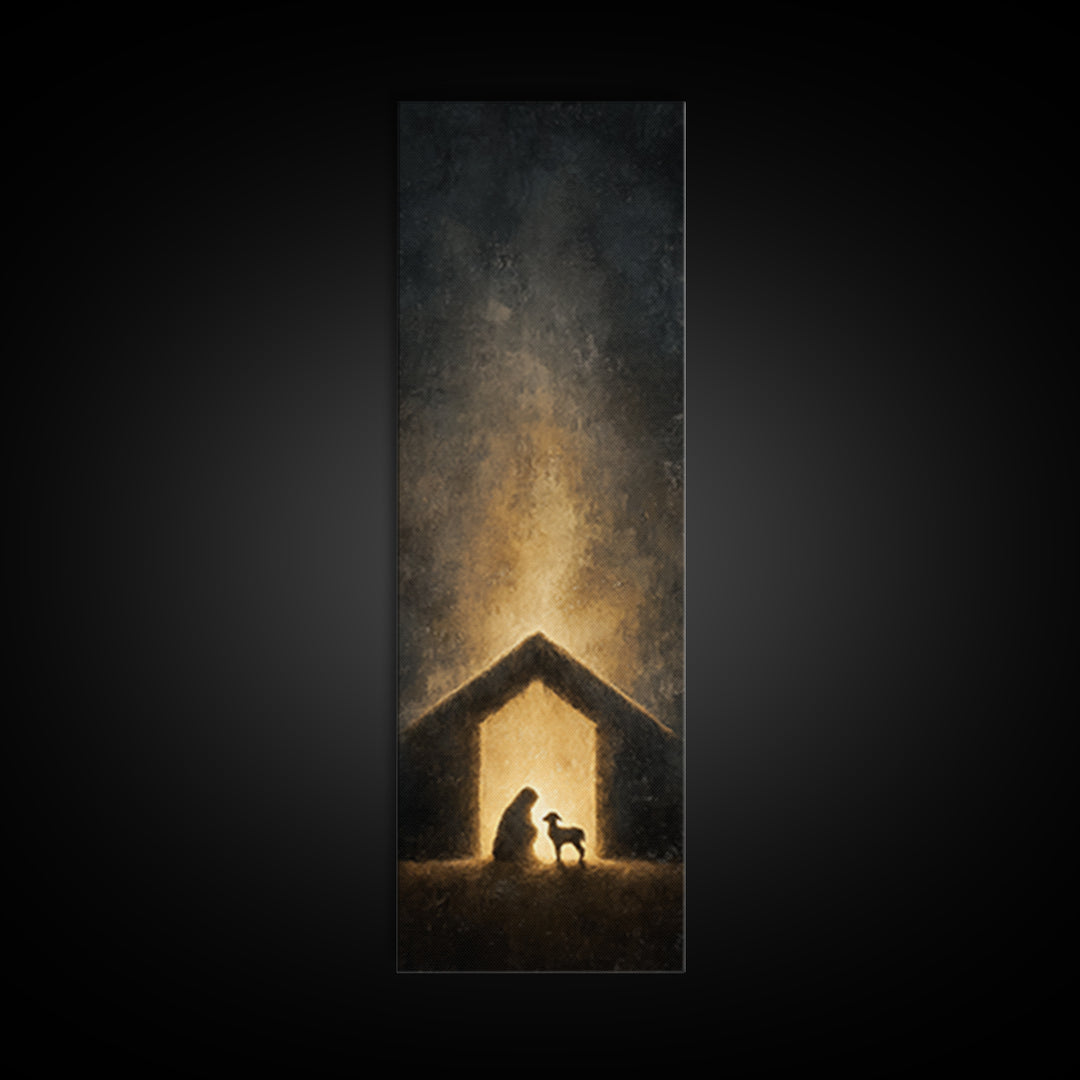 Bethlehem Light – Framed Canvas Print – Christian Wall Art – Skinny Art – Christian Art Work – Christmas Art – Jesus Painting – Christian G