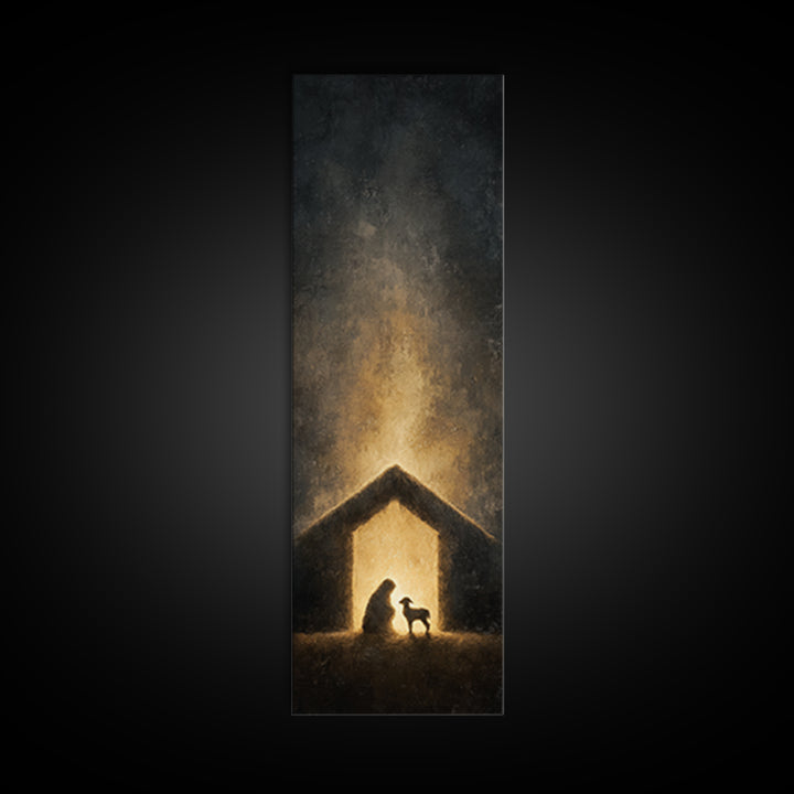 Bethlehem Light – Framed Canvas Print – Christian Wall Art – Skinny Art – Christian Art Work – Christmas Art – Jesus Painting – Christian G