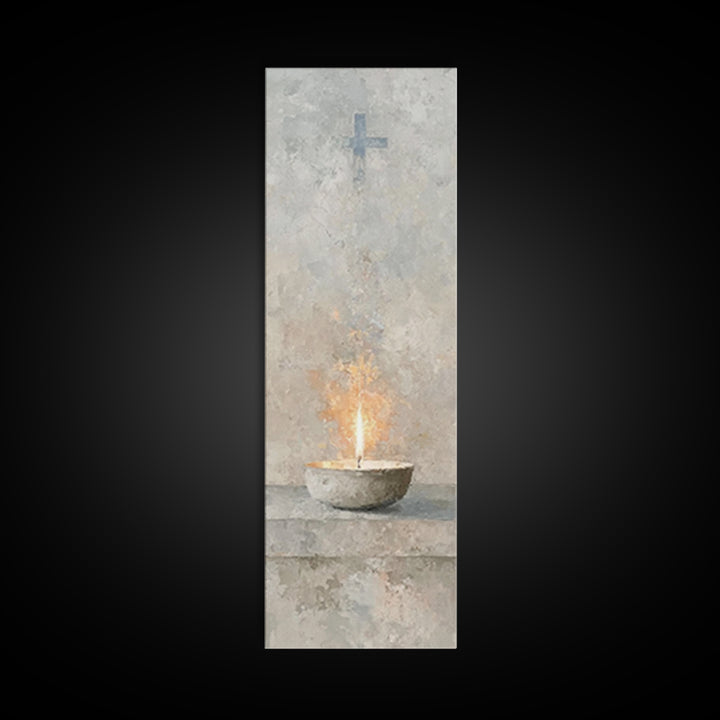 Sanctuary Flame Light – Framed Canvas Print – Christian Christmas Art – Christian Wall Art – Skinny Art – Christian Art Canvas – Christian