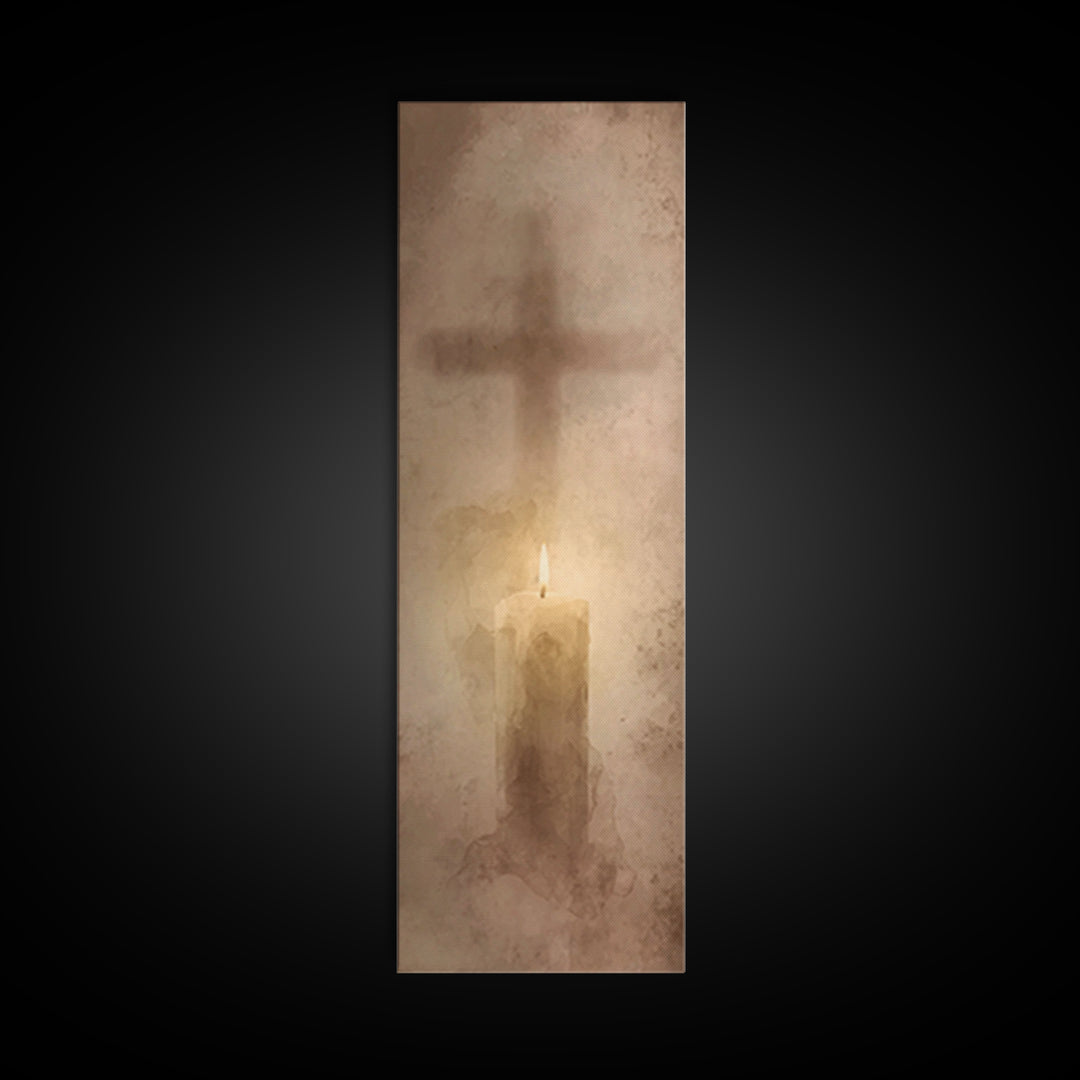 Cross Of Stillness – Framed Canvas Print – Minimalist Christian Art – Narrow Art – Christian Wall Art – Christian Art Canvas – Christian Ch