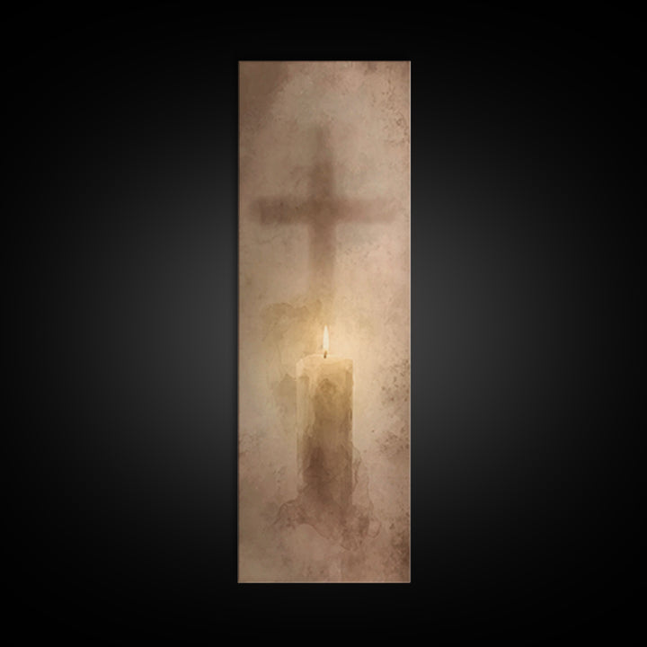 Cross Of Stillness – Framed Canvas Print – Minimalist Christian Art – Narrow Art – Christian Wall Art – Christian Art Canvas – Christian Ch