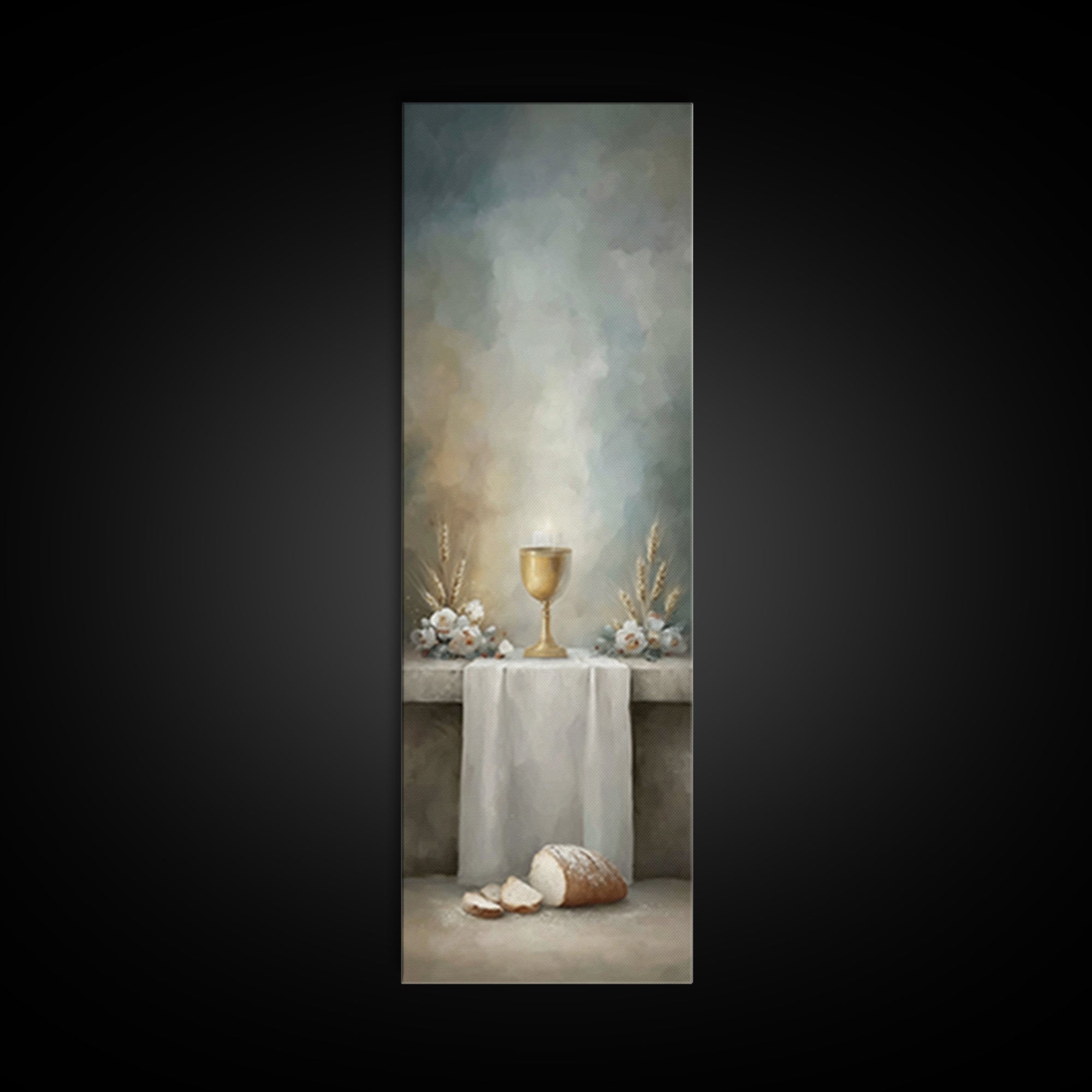 Eternal Chalice Light | Framed Canvas Print | Tall Narrow Wall Art | Christian Wall Art | Christian Art Canvas | Christmas Art