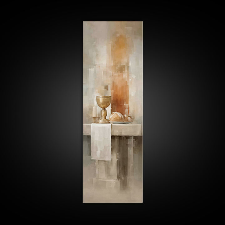Quiet Altar Stillness - Framed Canvas Print - Narrow Art - Christian Art - Christian Paintings - Christmas Wall Art - Jesus Painting